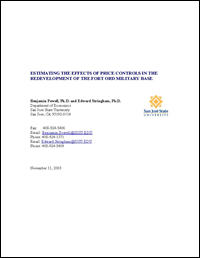 Estimating The Effects Of Price Controls In The Redevelopment Of The Fort Ord Military Base